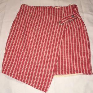 Red striped zip up skirt